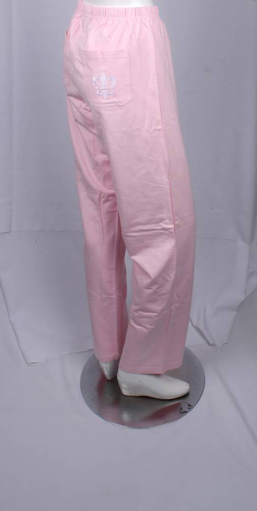 Alice & Lily sweatpant w embroidered fleur de lis pocket SMALL ONLY pink STYLES : AL/FLE/SP/PNK